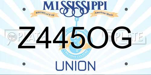 Z445OG Mississippi License Plate
