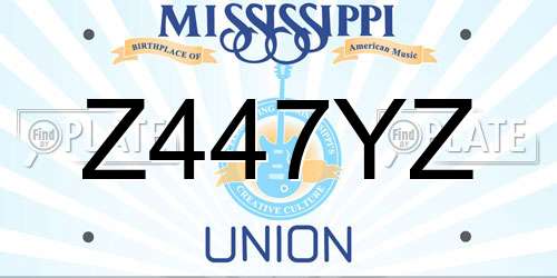 Z447YZ Mississippi License Plate