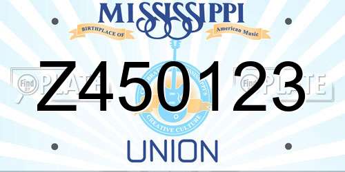 Z450123 Mississippi License Plate