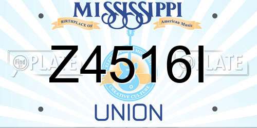 Z4516I Mississippi License Plate
