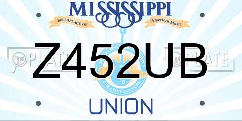 Z452UB Mississippi License Plate