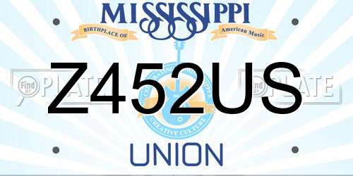 Z452US Mississippi License Plate