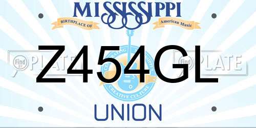Z454GL Mississippi License Plate