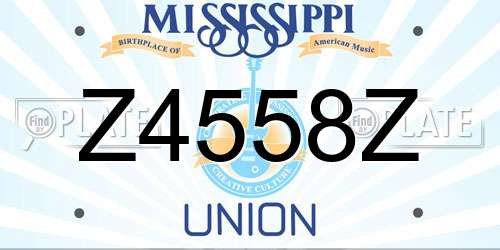 Z4558Z Mississippi License Plate