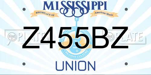Z455BZ Mississippi License Plate