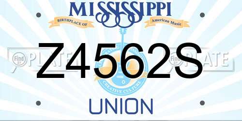 Z4562S Mississippi License Plate