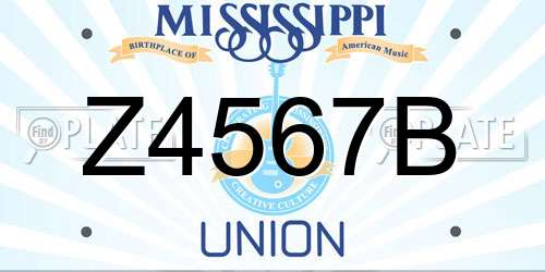 Z4567B Mississippi License Plate