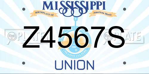 Z4567S Mississippi License Plate