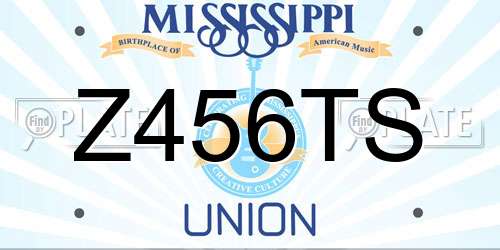 Z456TS Mississippi License Plate