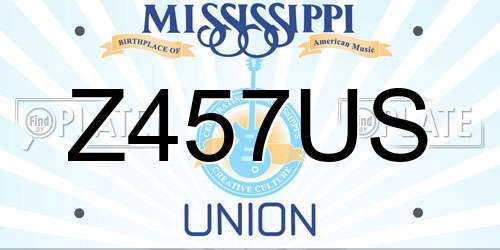 Z457US Mississippi License Plate
