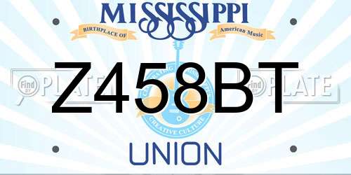 Z458BT Mississippi License Plate