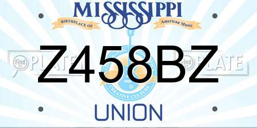 Z458BZ Mississippi License Plate