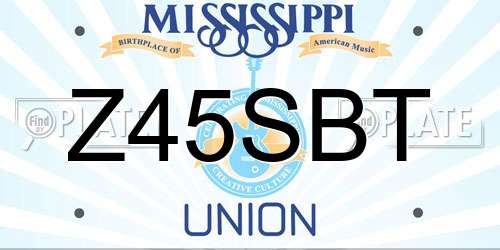 Z45SBT Mississippi License Plate