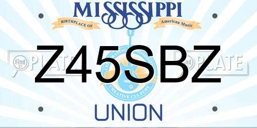 Z45SBZ Mississippi License Plate