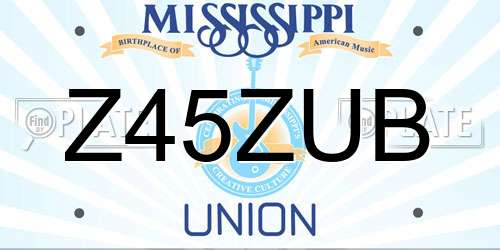 Z45ZUB Mississippi License Plate
