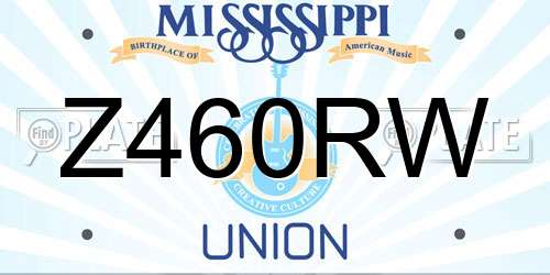 Z460RW Mississippi License Plate