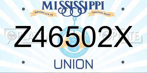 Z46502X Mississippi License Plate