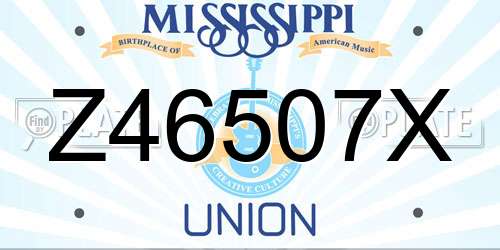 Z46507X Mississippi License Plate