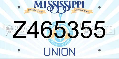 Z465355 Mississippi License Plate