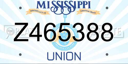 Z465388 Mississippi License Plate
