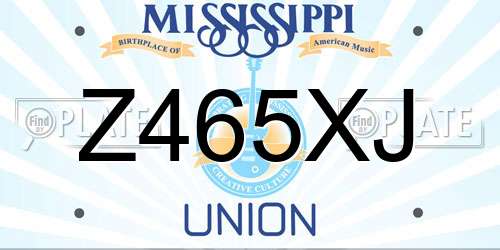 Z465XJ Mississippi License Plate