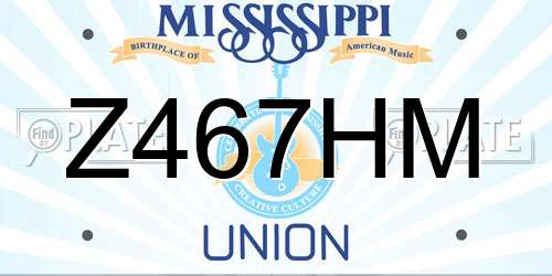 Z467HM Mississippi License Plate