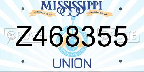 Z468355 Mississippi License Plate