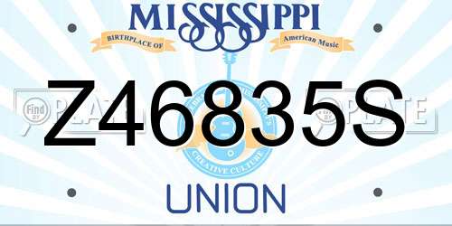 Z46835S Mississippi License Plate