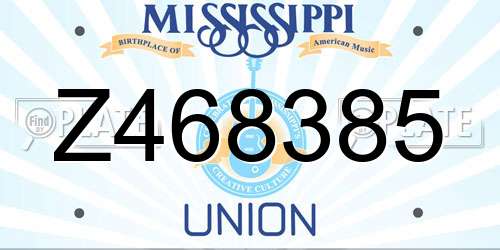 Z468385 Mississippi License Plate
