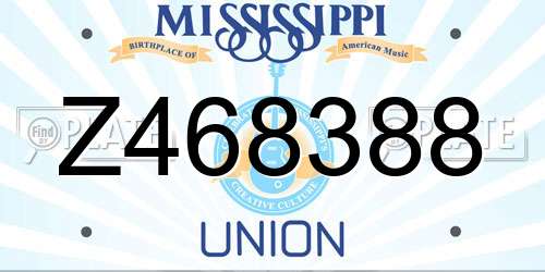Z468388 Mississippi License Plate
