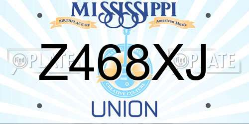 Z468XJ Mississippi License Plate