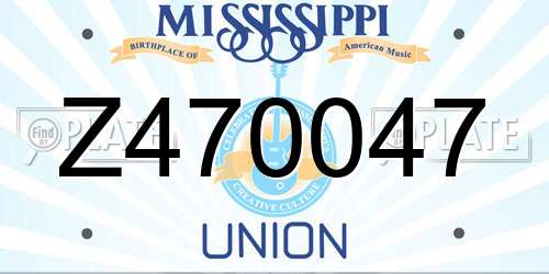 Z470047 Mississippi License Plate