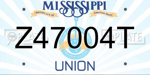 Z47004T Mississippi License Plate