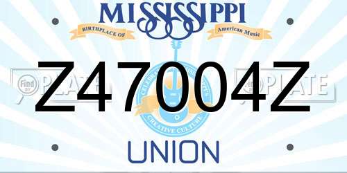 Z47004Z Mississippi License Plate