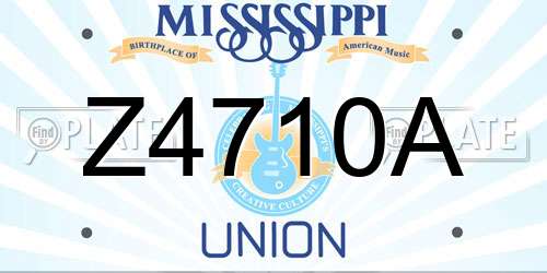 Z4710A Mississippi License Plate