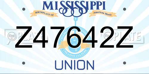 Z47642Z Mississippi License Plate