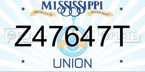 Z47647T Mississippi License Plate
