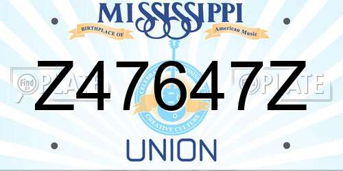 Z47647Z Mississippi License Plate
