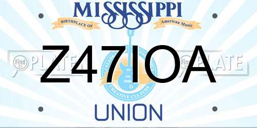 Z47IOA Mississippi License Plate
