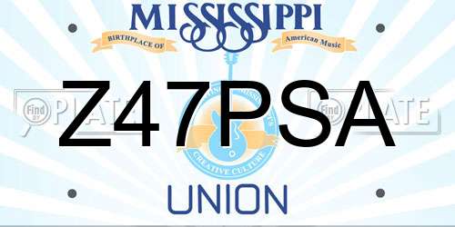 Z47PSA Mississippi License Plate