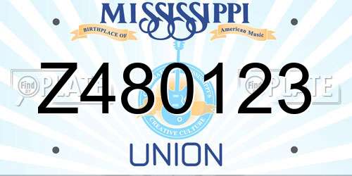 Z480123 Mississippi License Plate