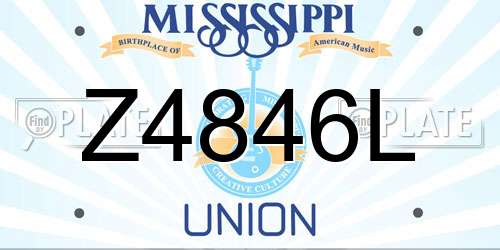 Z4846L Mississippi License Plate