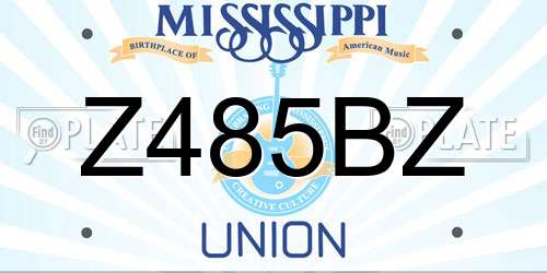 Z485BZ Mississippi License Plate