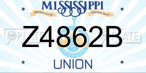 Z4862B Mississippi License Plate