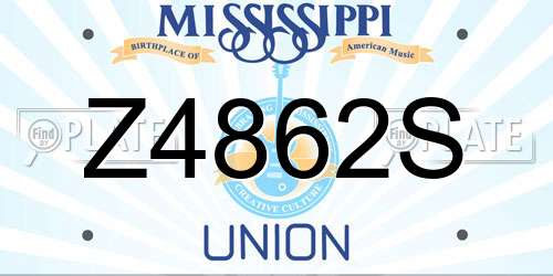 Z4862S Mississippi License Plate