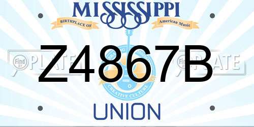 Z4867B Mississippi License Plate