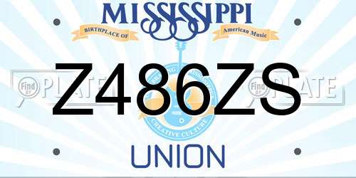Z486ZS Mississippi License Plate