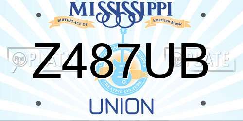 Z487UB Mississippi License Plate