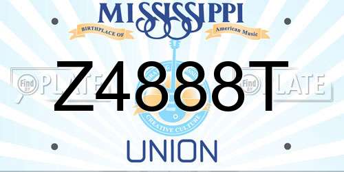 Z4888T Mississippi License Plate