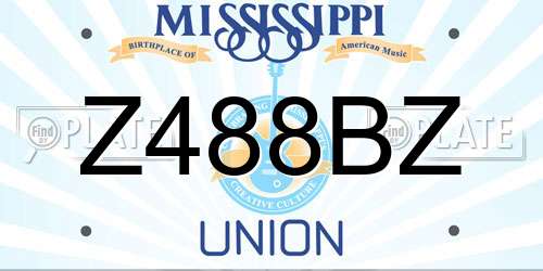 Z488BZ Mississippi License Plate